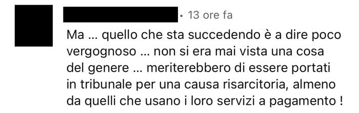 Commento in cui si accenna ad un risarcimento Libero Mail