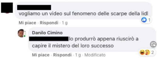 Commento Facebook sul fenomeno delle scarpe della Lidl
