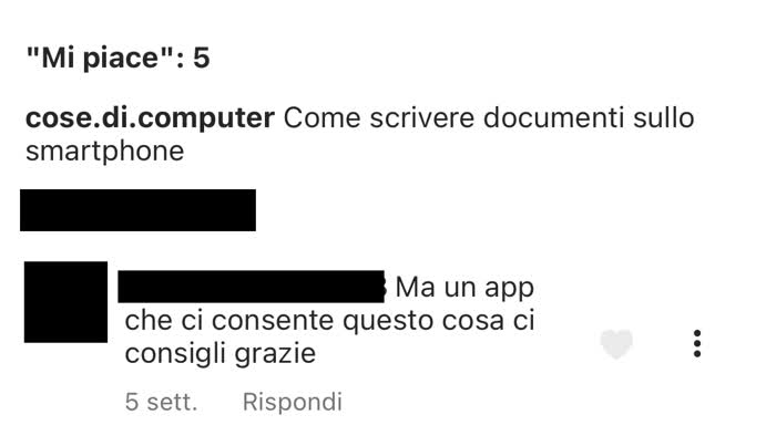 Scrivere documenti sul cellulare - Richiesta di cosa di computer