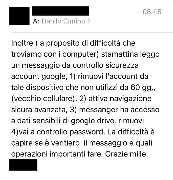 Controllo Sicurezza Google - Richiesta di cosa di computer