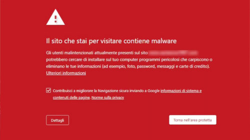 Avviso "il sito contiene malware"