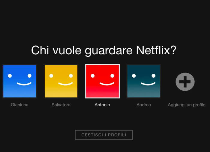 Trasferimento del profilo Netflix - Schermata di Netflix con diversi profili
