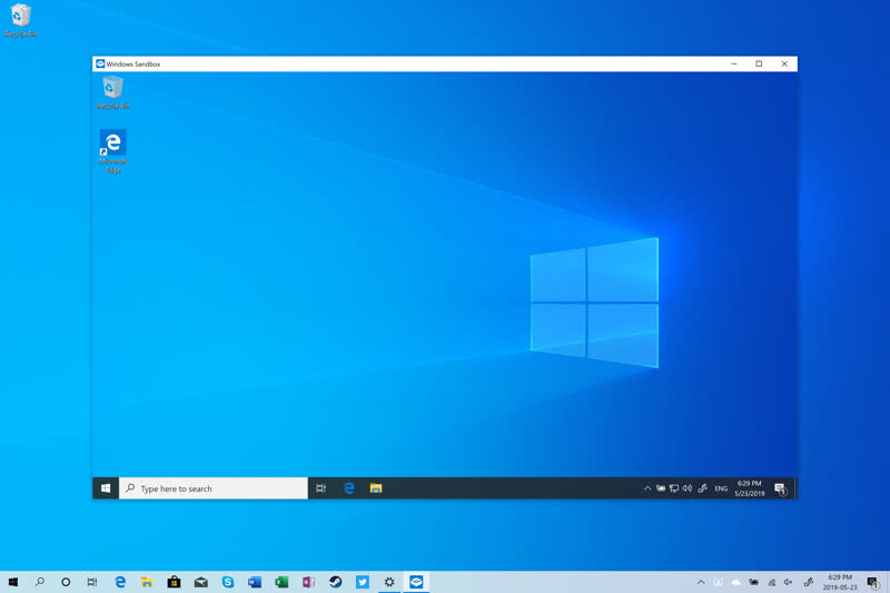 Schermata della Windows Sandbox in esecuzione