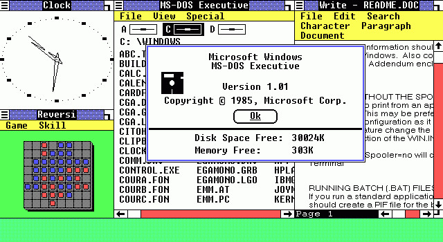 Screenshot di Windows 1.0